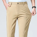 Spring Summer Stretch Smooth Trousers Men Classic Business Elastic Waist Pants Thin Black Gray Blue Casual Suit Pants Male Brand